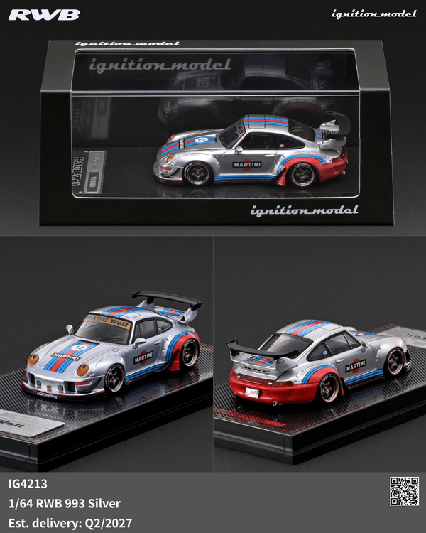 (PRE-ORDER) Porsche RWB 993 Silver Martini Ignition Model 1/64 IG4213