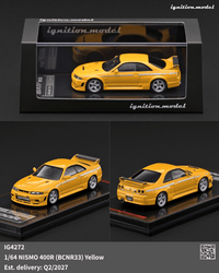 (PRE-ORDER) Nissan Nismo 400R BCNR33 Yellow Ignition Model 1/64 IG4272