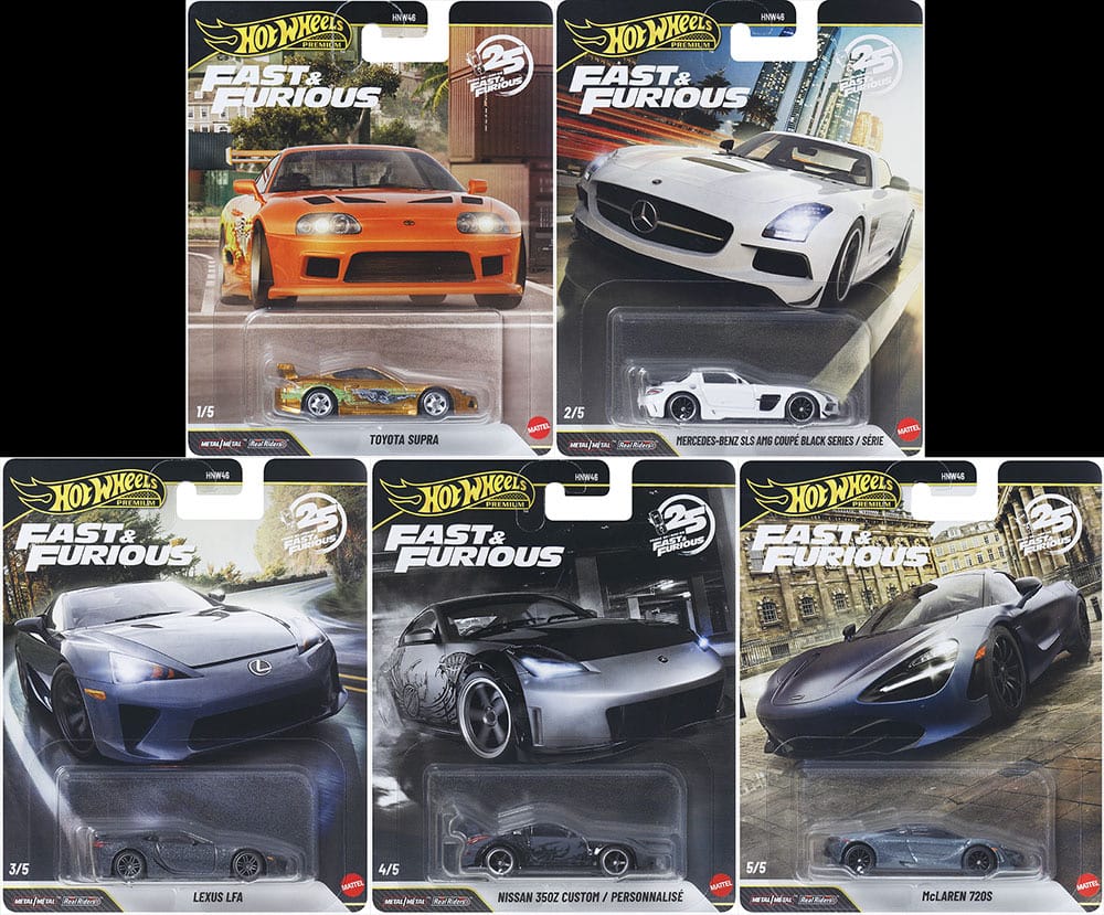 HNW46-956R ) Fast & Furious 25Th Anniversary Premium 2026 R Assortment 10x Car Set Hot Wheels 1:64