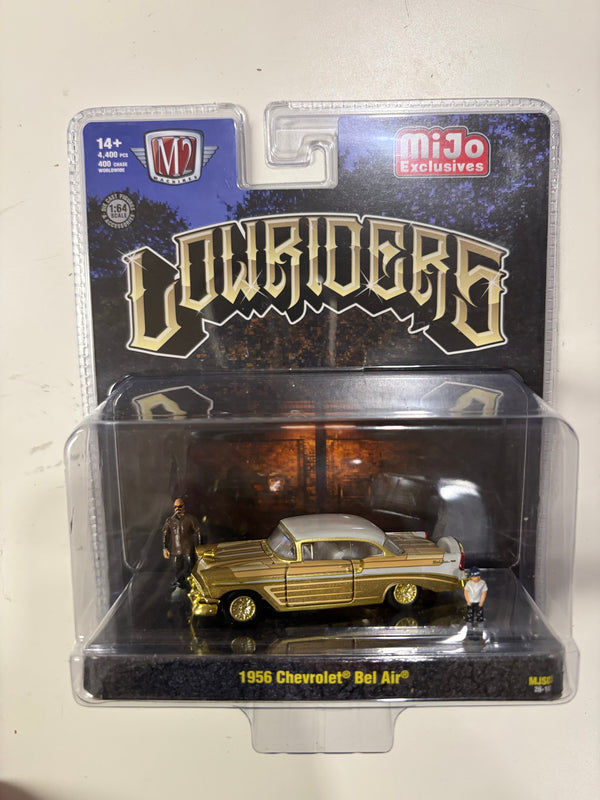Chase 1956 Chevrolet Bel Air Lowriders with 2 Dad & Son Figures – Beige Gold M2 Machines 67500-MJS03chase
