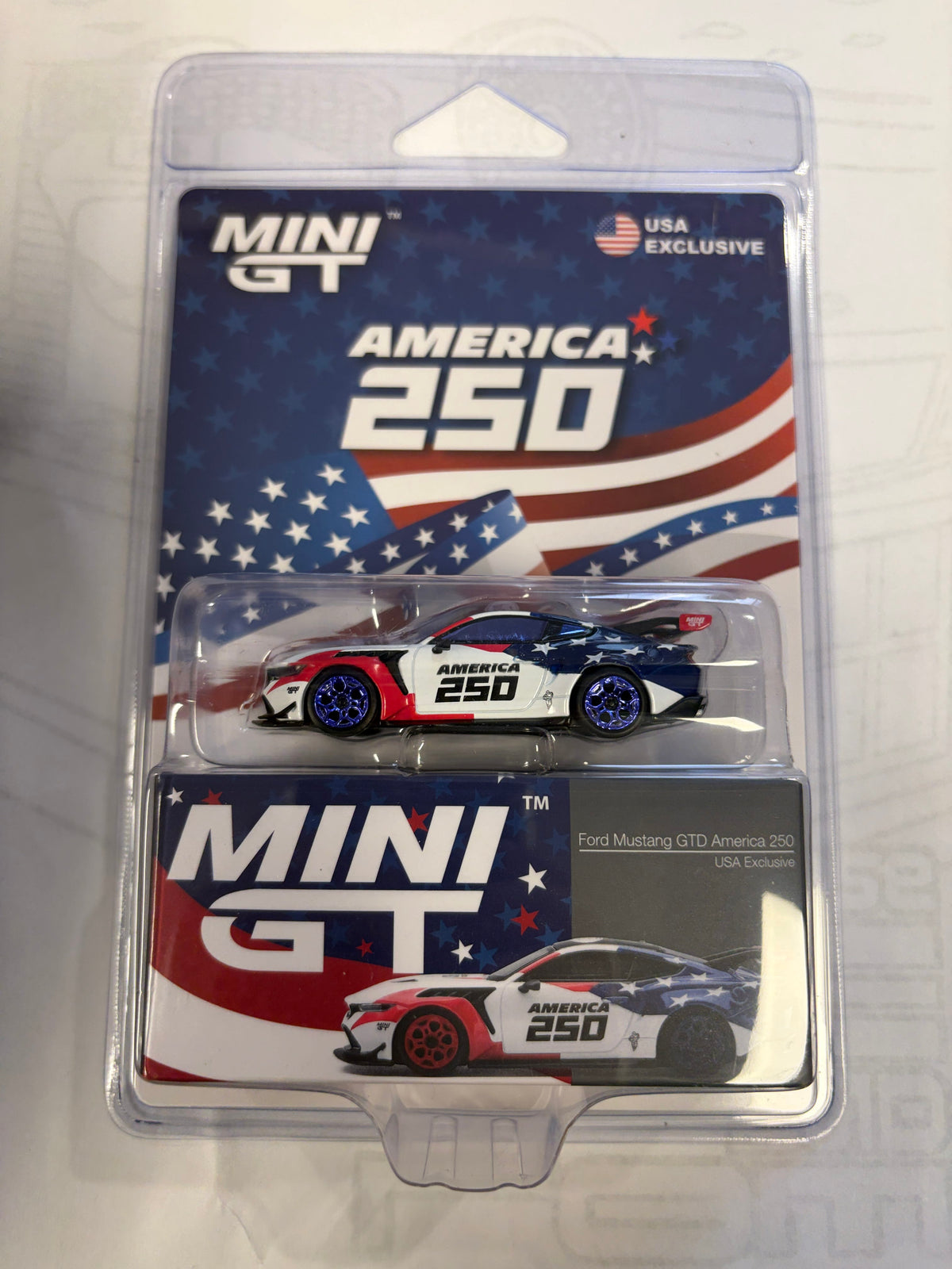 Ford Mustang GTD America 250 USA Exclusive | Mini GT 1:64 MGT01301-BL chase
