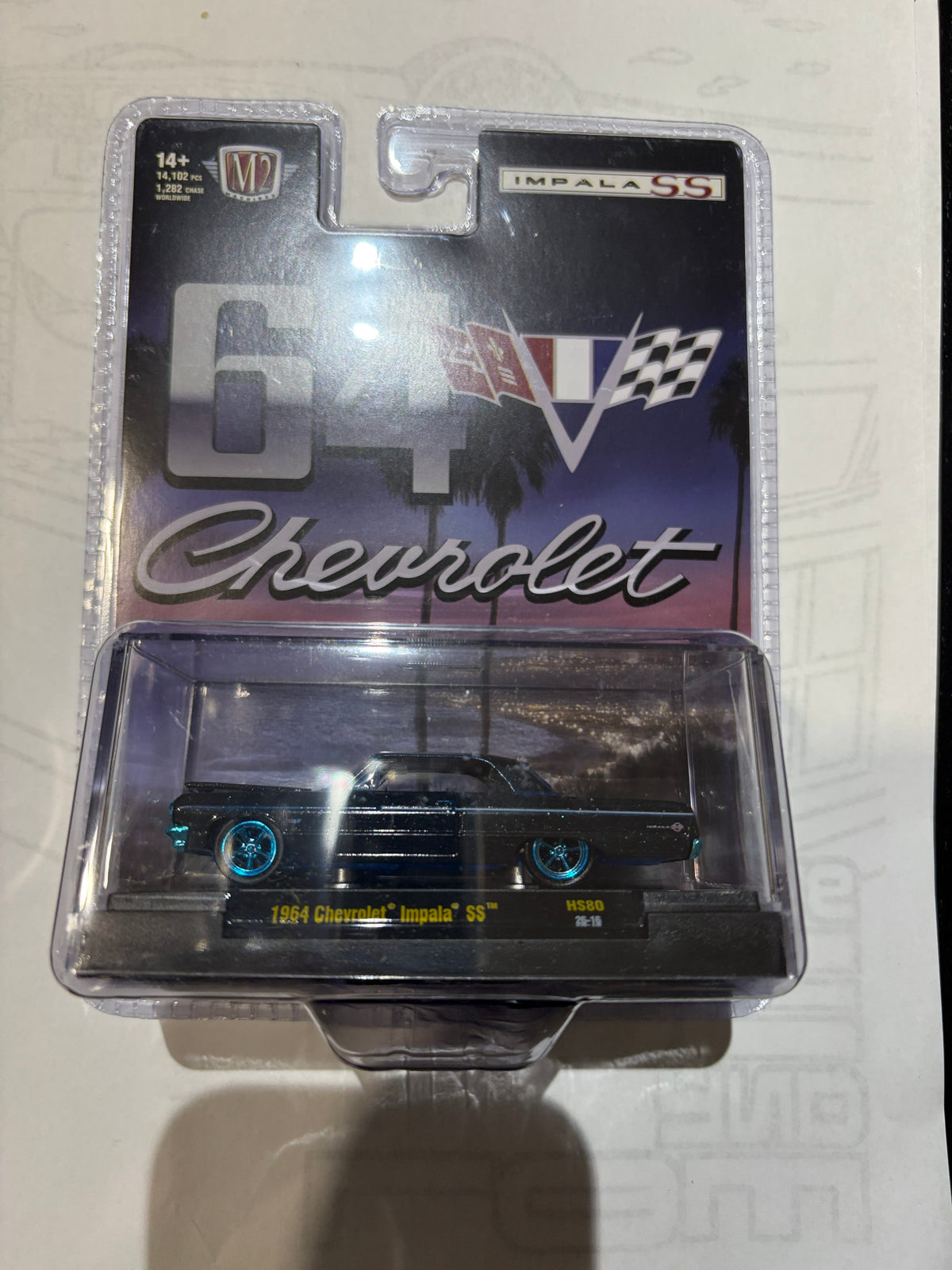 Chase 1964 Chevrolet Impala Hard Top Daytona Blue Metallic M2 Machines ...