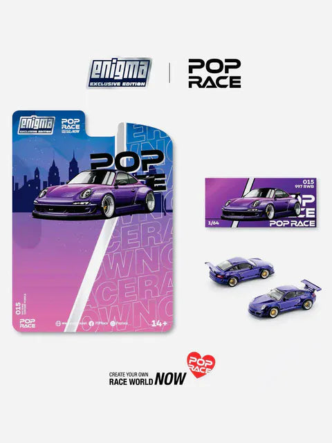 Chase Purple Chrome Porsche 997 RWB Pop Race Enigma Collab Special Edition 1/64