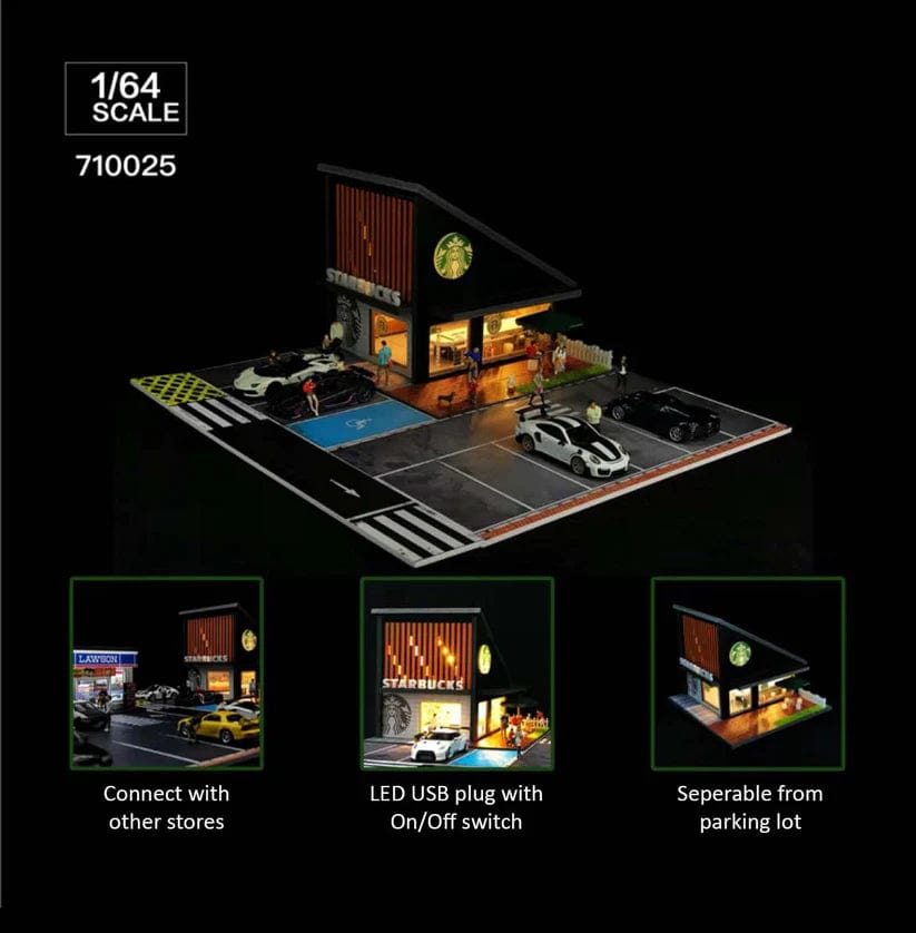 ジオラマ 1/64 【hangout】 Starbucks Coffee Shop Diorama G-Fans 1/64 scale with LED lights