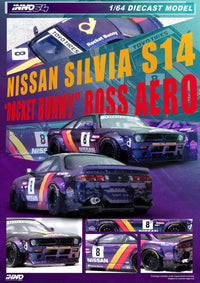 Nissan Silvia S14 Boss Rocket Bunny Purple Inno64 1/64 scale IN64-S14B-PRP