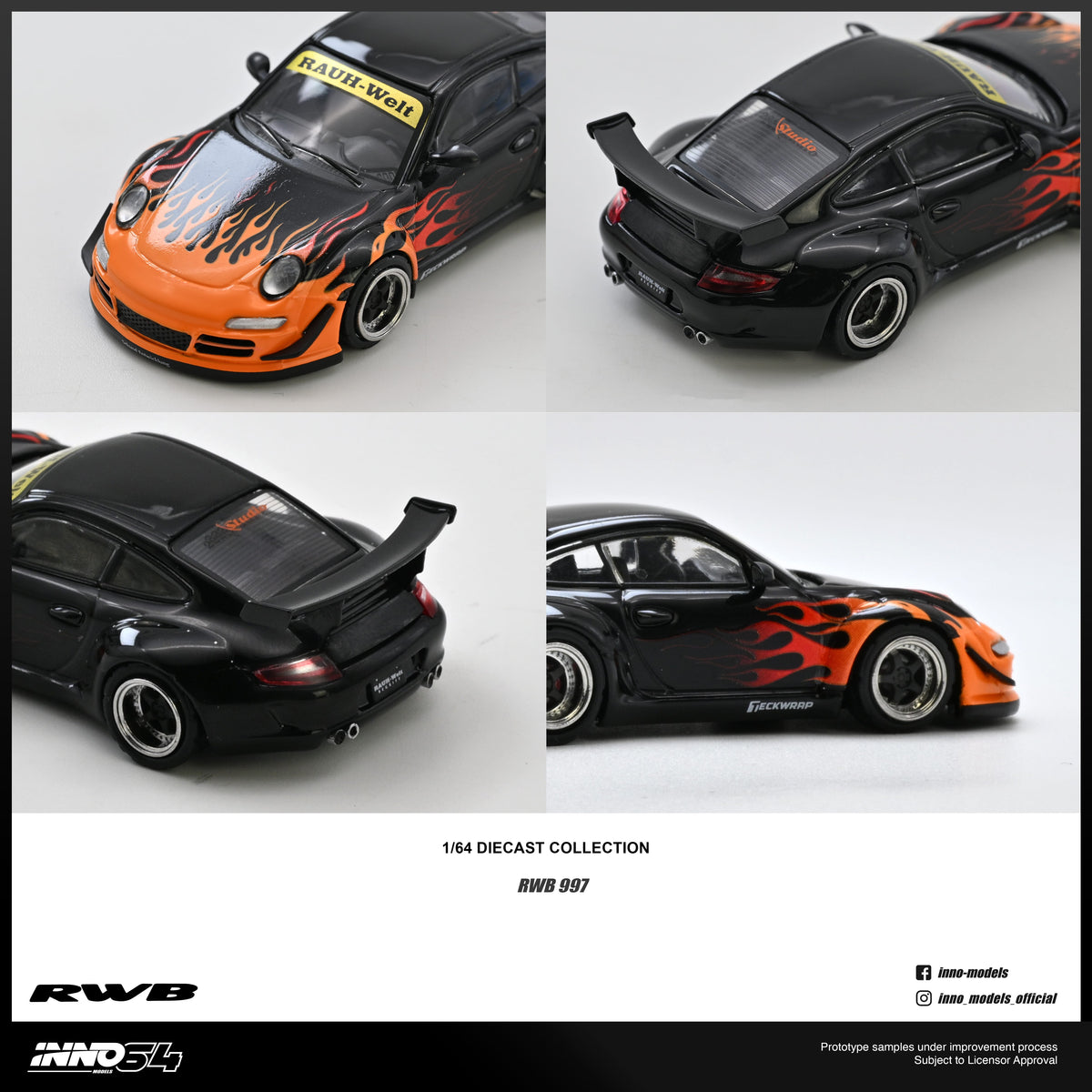 Porsche RWB 997 Orange Burning Flame Inno64  1/64 scale