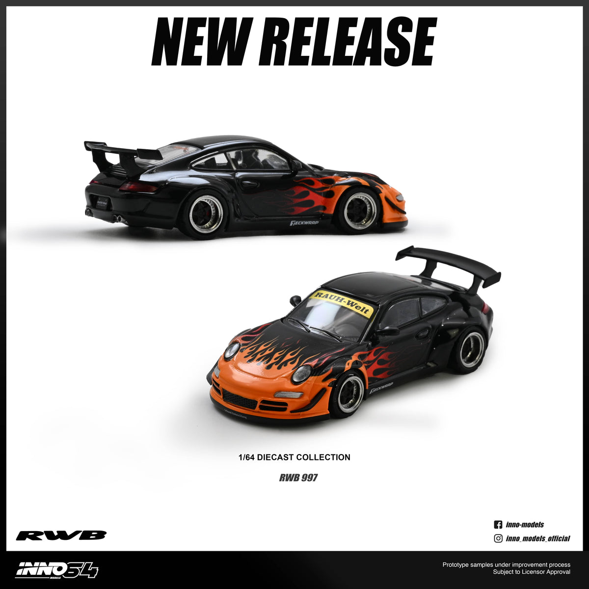 Porsche RWB 997 Orange Burning Flame Inno64  1/64 scale