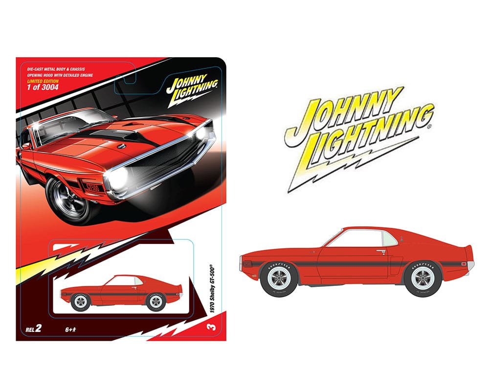 Johnny Lightning 1970 Shelby GT500 Red Classic Gold 1/64 JLSP472-24