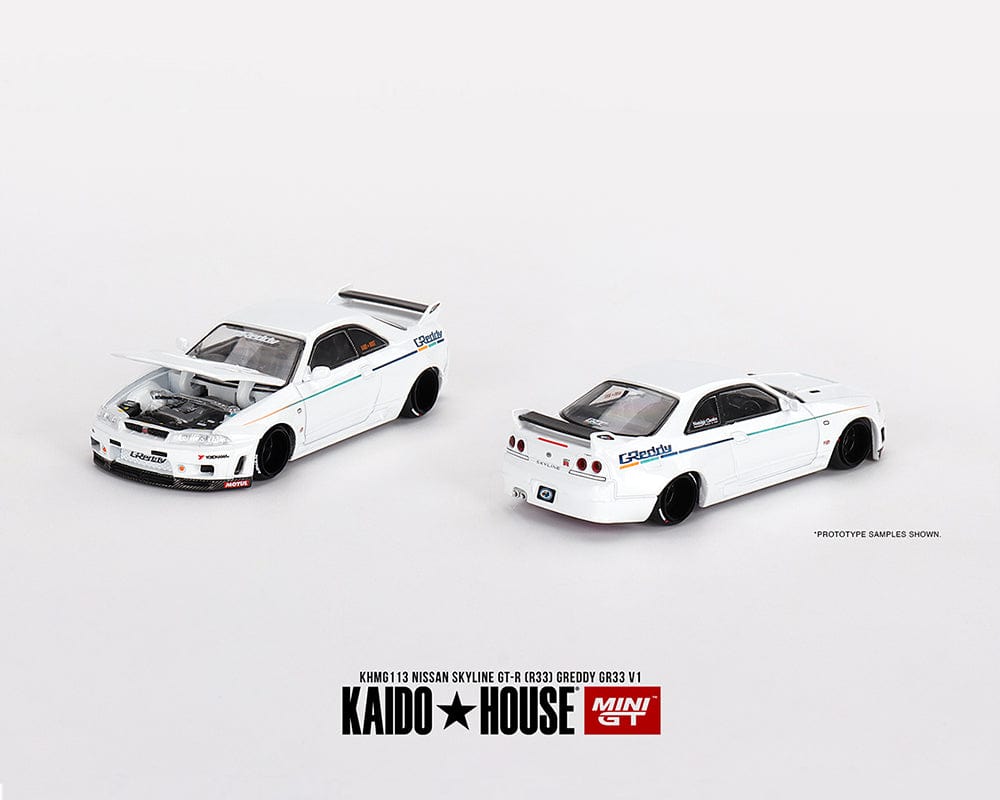 Nissan Skyline GT-R R33 Greddy GR33 V1 White Kaido House Mini GT 1