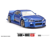 Kaido House Nissan Skyline GT-R R34 Shinjuku V2 Aero Blue 1/64 scale KHMG158