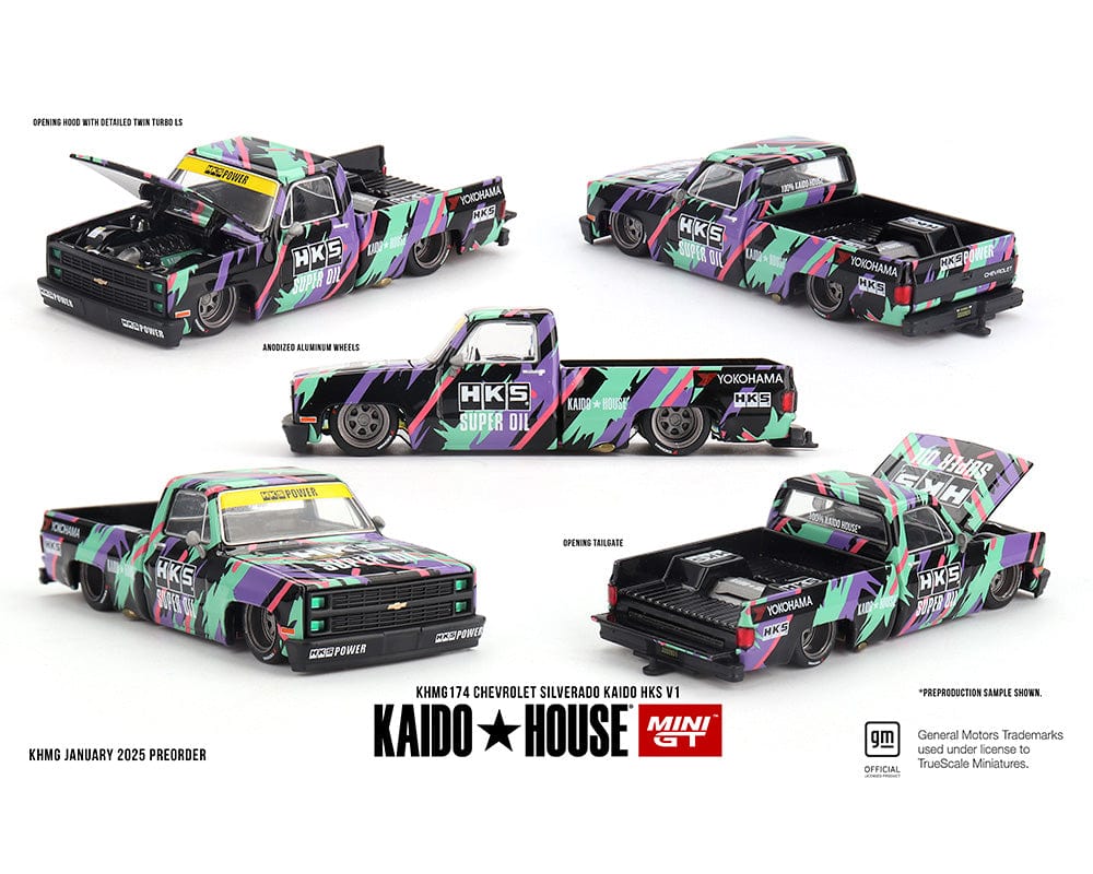 街道ハウス HKS POWER Silverado V1 チェイスカー Chevrolet Silverado Kaido House HKS v1 1:64 scale – Hanz Driven