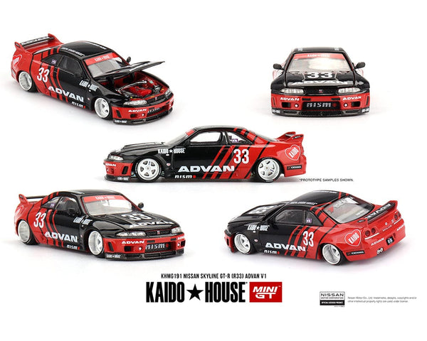 Nissan Skyline GT-R (R33) Kaido Works ADVAN Kaido House Mini GT 1/64