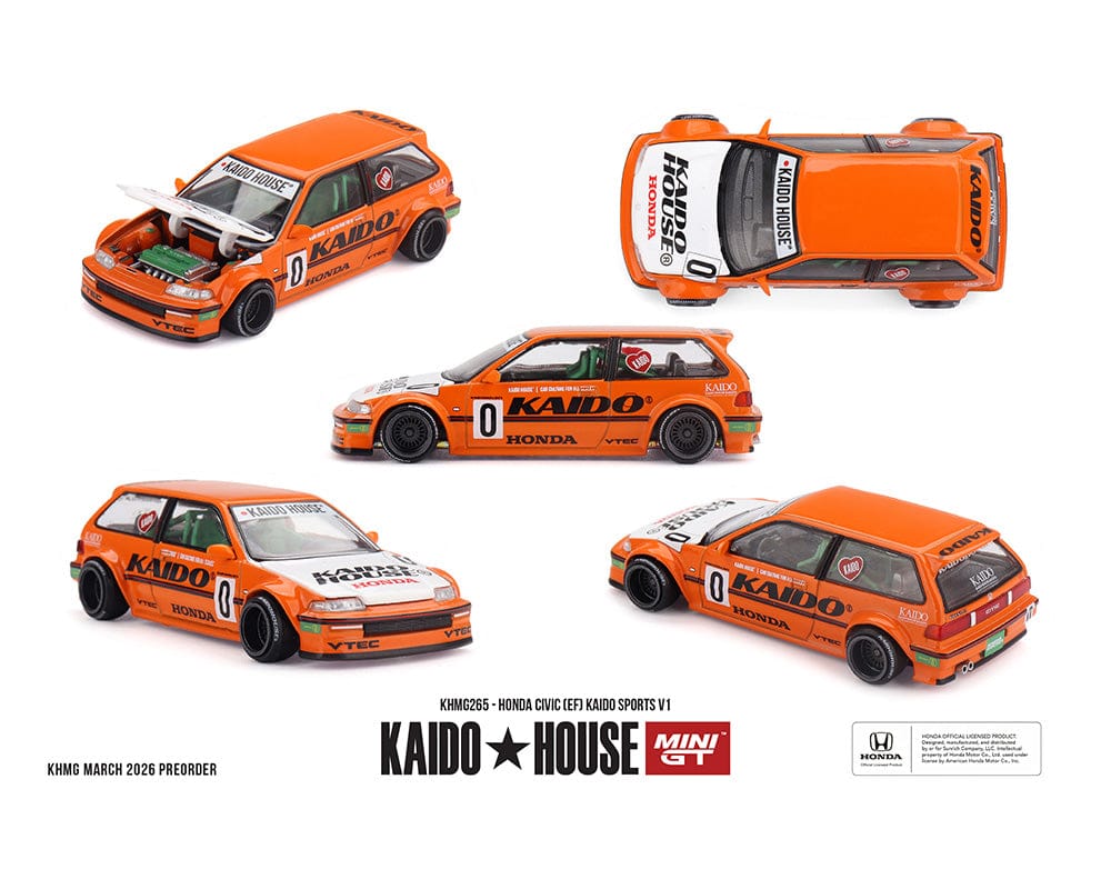 (Pre-order) Honda Civic EF Kaido Sports V1 Orange Limited Edition Mini GT Kaido House