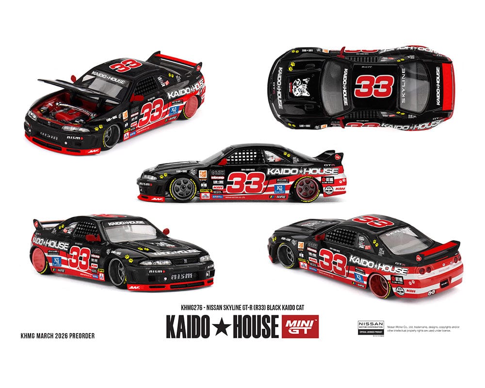 Pre-order) Nissan Skyline GT-R R33 Black Kaido Cat Kaido House