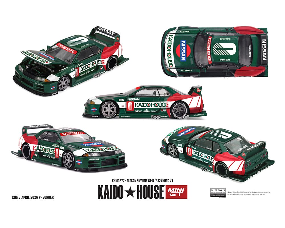 Nissan Skyline GTR (R32) KHTC V1 Green Kaido House x Mini GT 1/64 KHMG277