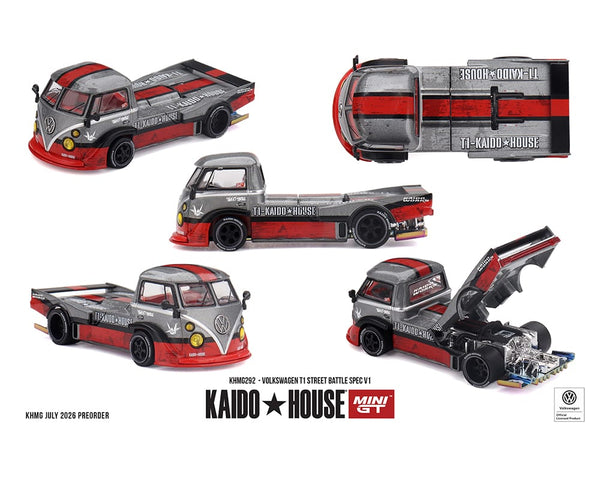 Volkswagen T1 Street Battle Spec V1 Red Kaido House x Mini GT 1:64