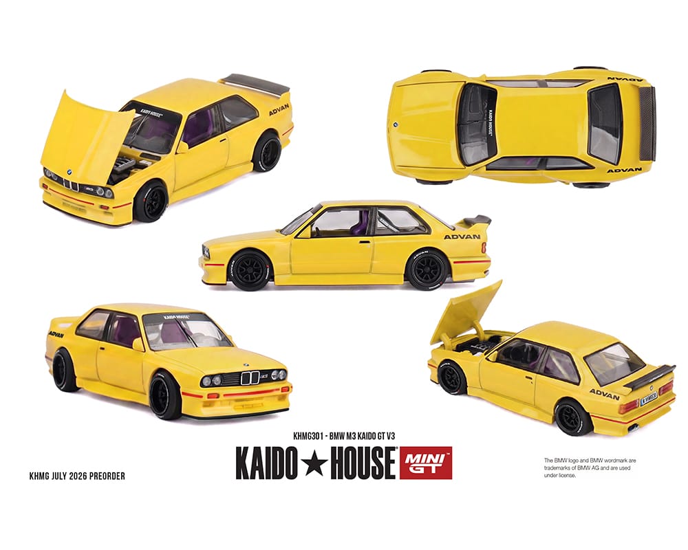 PRE-ORDER) BMW M3 Kaido GT V3 ADVAN Yellow Kaido House x Mini GT 1