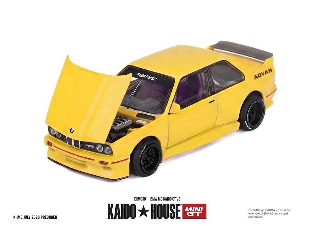ミニカー KAIDO HOUSE  M3 BBS LTDEDN GOLD PRE-ORDER) BMW M3 Kaido GT V3 ADVAN Yellow Kaido House x Mini GT 1