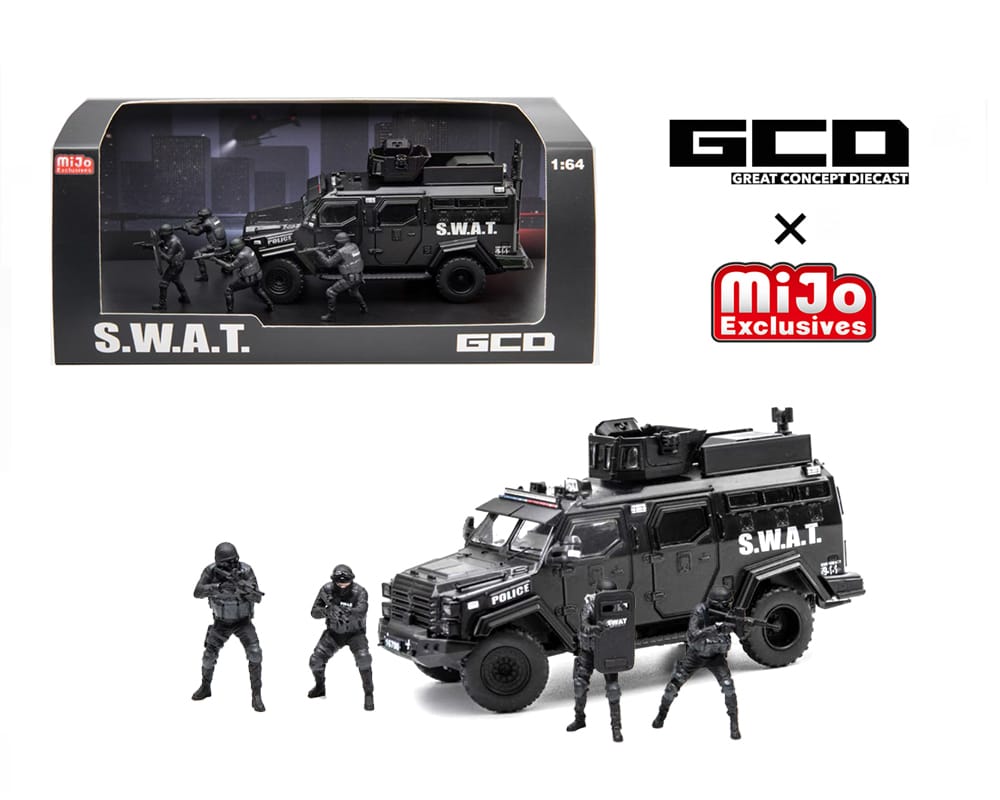 SWAT Tactical Armor Vehicle Diorama Set with 4 Figures GCD 1/64 KS-054-763