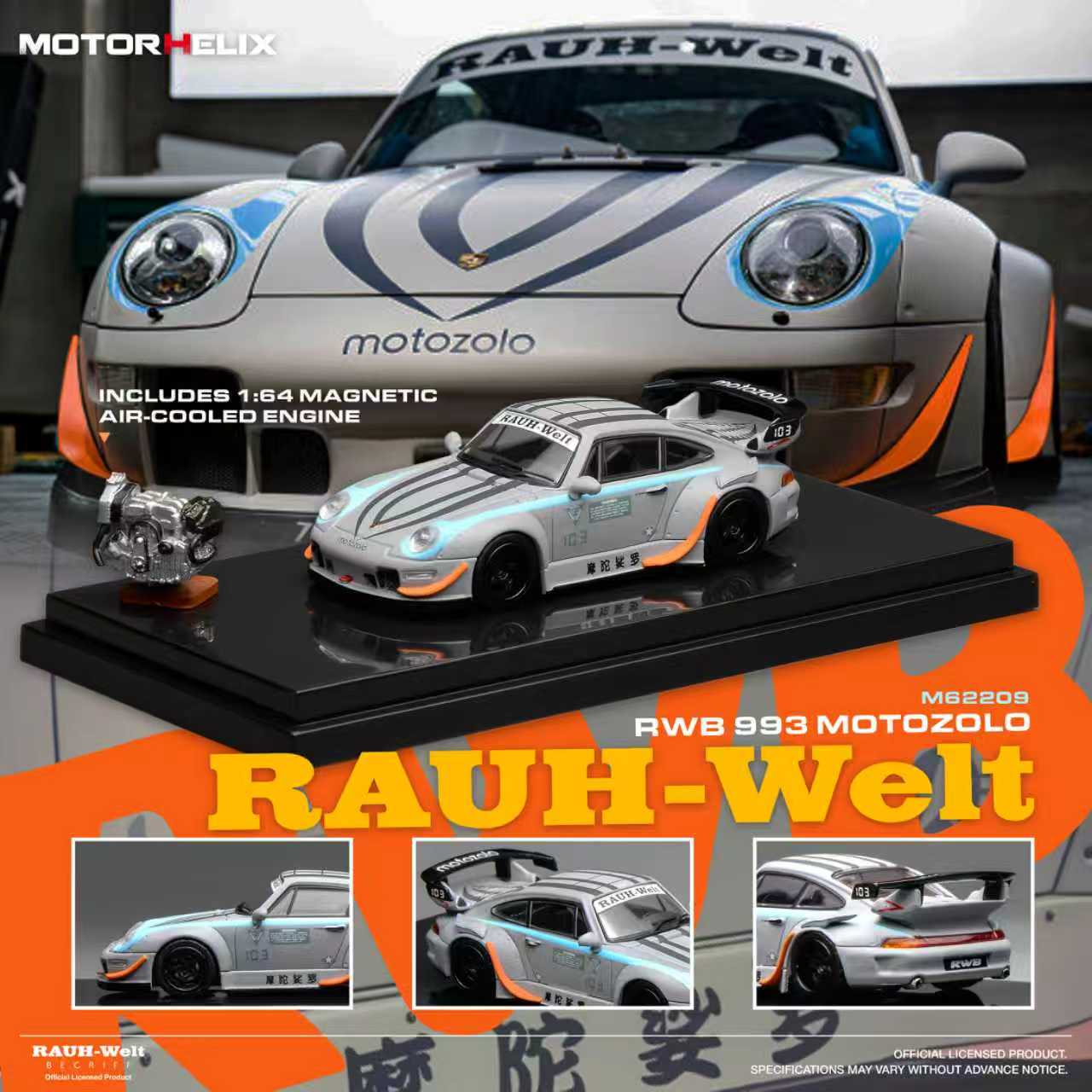 Pre-order) Porsche 911 993 MOTOZOLO with magnetic air-cooled