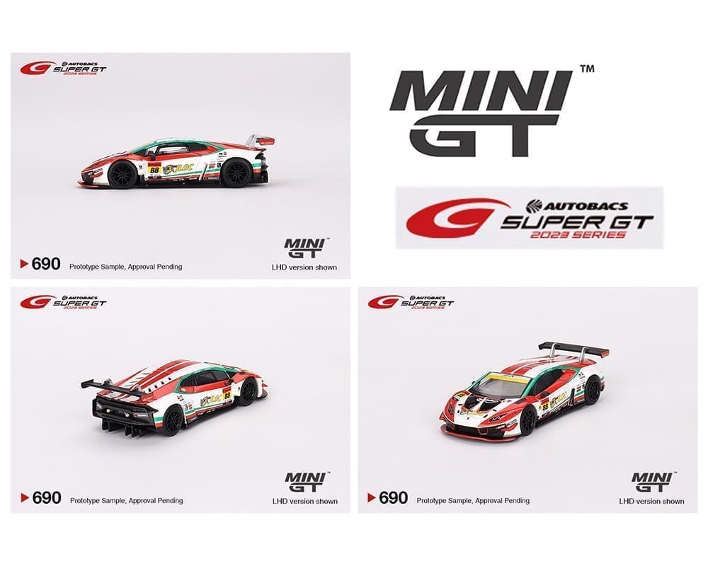 Lamborghini Huracán GT3 EVO2 #88 JLOC Lamborghini GT3 2023 SUPER GT SERIES Japan Exclusive Mini GT 1/64 scale