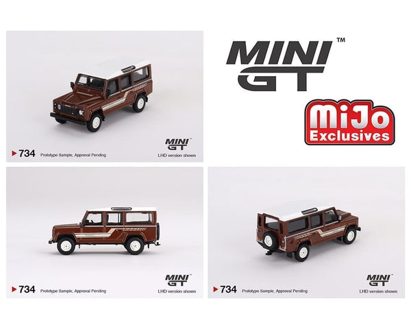 Land Rover Defender 110 1985 County Station Wagon Russet Brown Mini GT 1/64 scale
