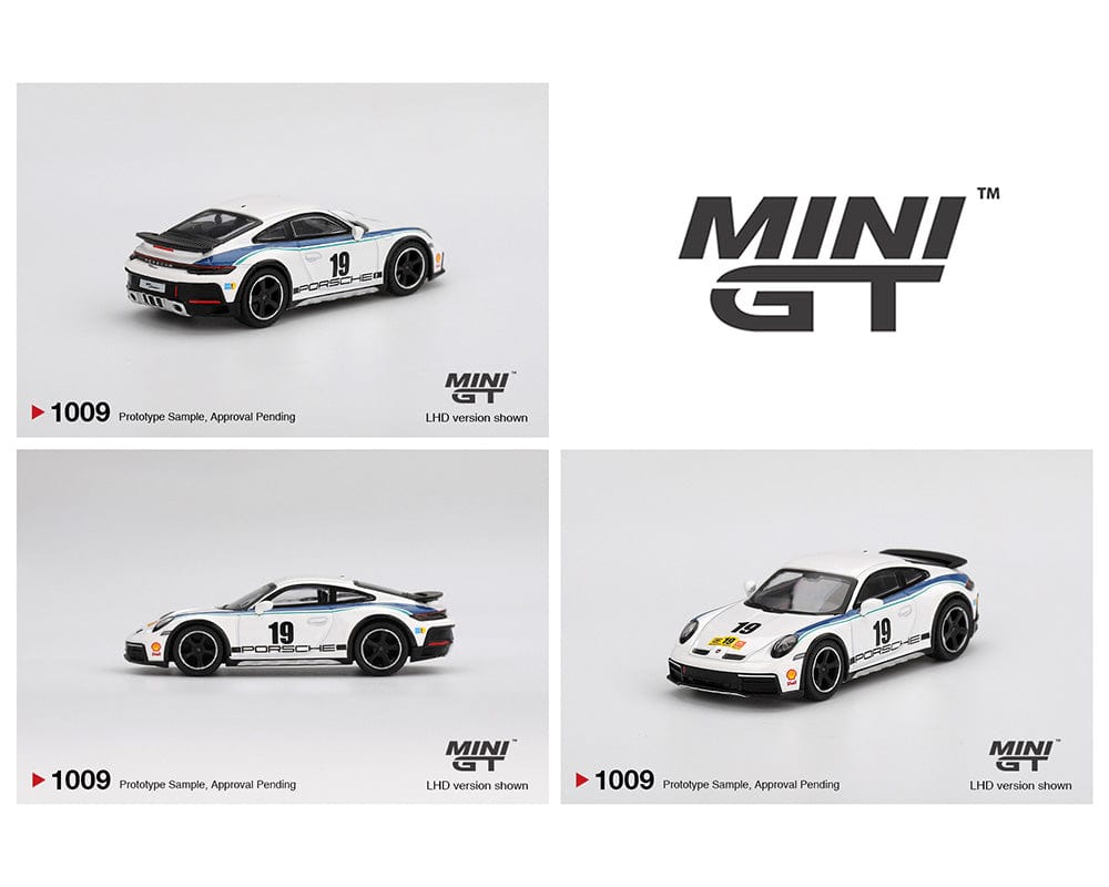 Porsche 911 Dakar Rally White Mini GT 1/64 scale
