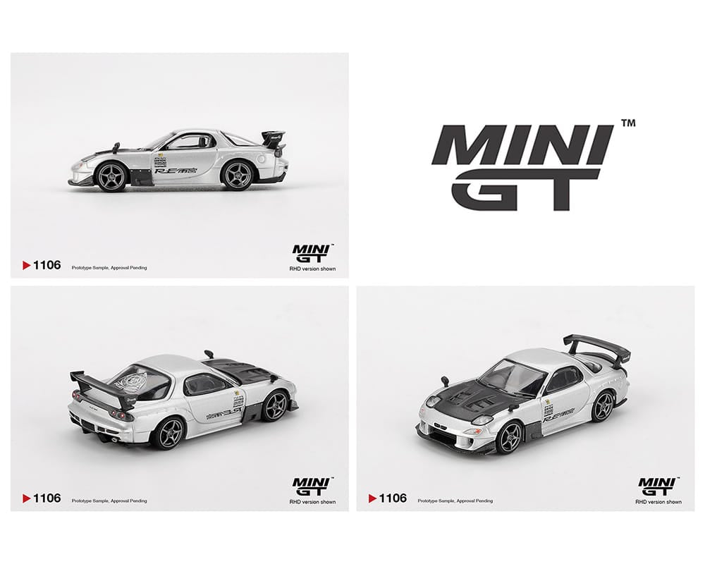 Mazda RX-7 RE-Amemiya Silver Metallic Mini GT 1/64 scale – Hanz Driven