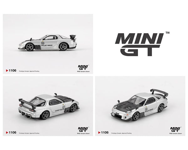 Mazda RX-7 RE-Amemiya Silver Metallic Mini GT 1/64 scale