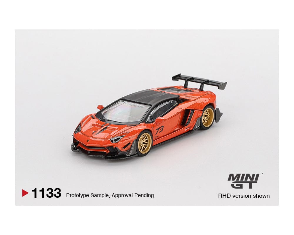 Pre-order) Lamborghini Aventador LB Works Orange Mini GT MDX 2025