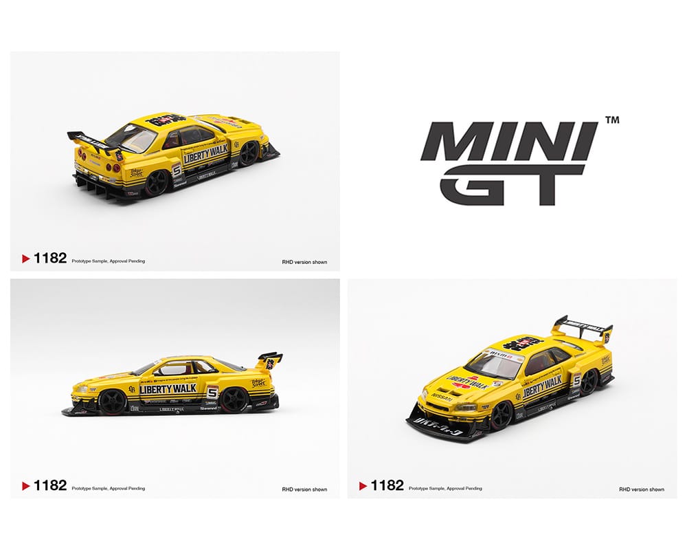 Nissan LB-ER34 Super Silhouette Skyline Sport Yellow Mini GT 1/64