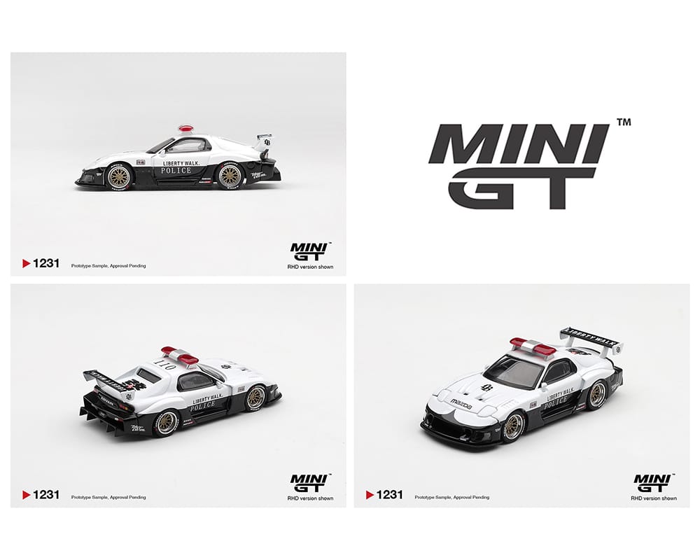 Mazda RX7 LB Super Silhouette Police White Mini GT 1/64 MGT01231-BL