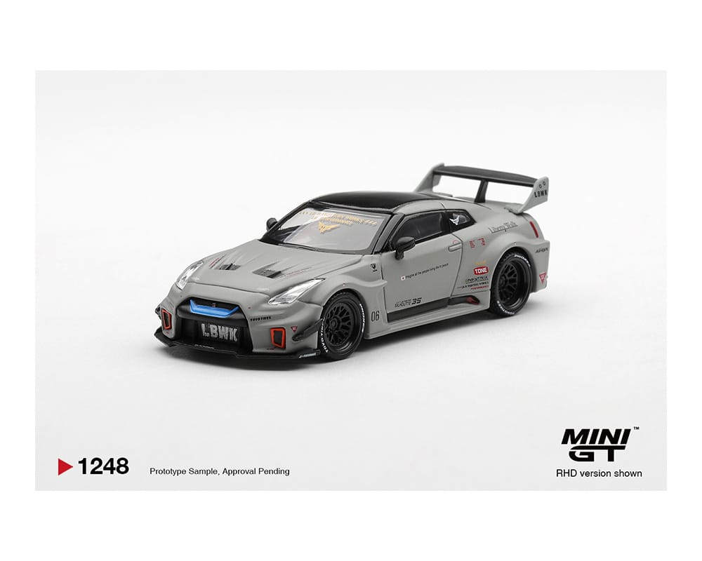 Nissan LB Silhouette WORKS GT 35GTRR Ver.1 Matt Grey Mini GT 1/64 MGT01248-BL