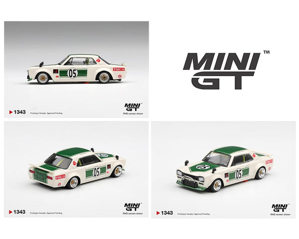Nissan Skyline LB Works "HAKOSUKA" White / Green Mini GT 1/64 MGT01343-BL