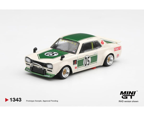 Nissan Skyline LB Works "HAKOSUKA" White / Green Mini GT 1/64 MGT01343-BL
