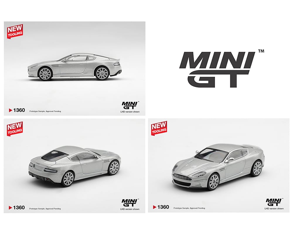 Aston Martin DBS 2008 Lightning Silver Mini GT 1/64 MGT01360-BL
