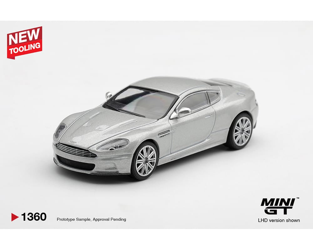 Aston Martin DBS 2008 Lightning Silver Mini GT 1/64 MGT01360-BL