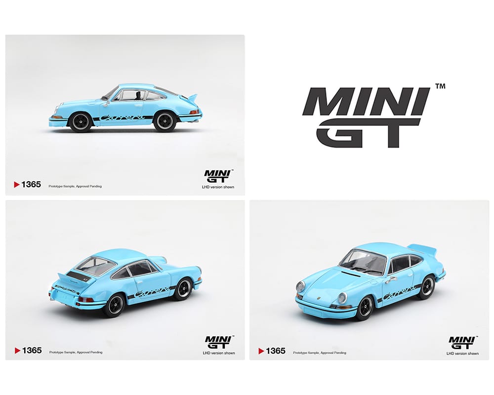 Porsche 911 Carrera RS 2.7 Gulf Blue with Black Mini GT 1/64
