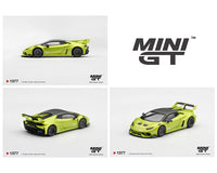 Lamborghini Huracan LB Works Lime Metallic Mini GT 1/64 | Hanz Driven MGT01377-BL