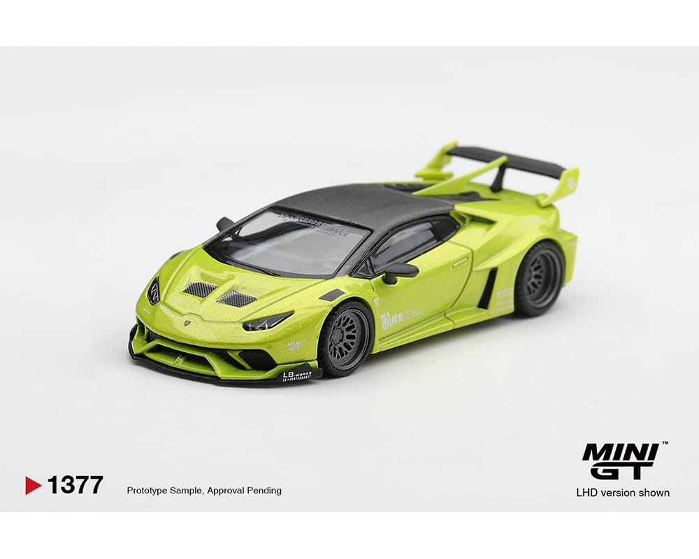Lamborghini Huracan LB Works Lime Metallic Mini GT 1/64 | Hanz Driven MGT01377-BL