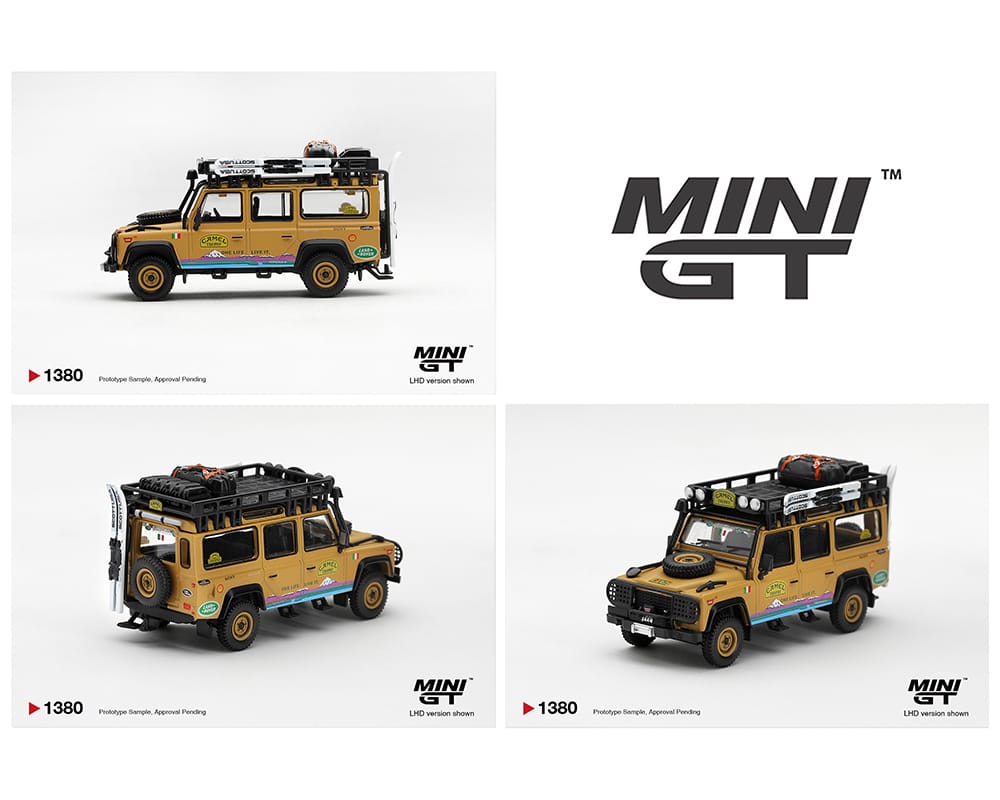Land Rover Defender 110 1998 Camel Trophy Mini GT 1/64 | Hanz Driven MGT01380-BL