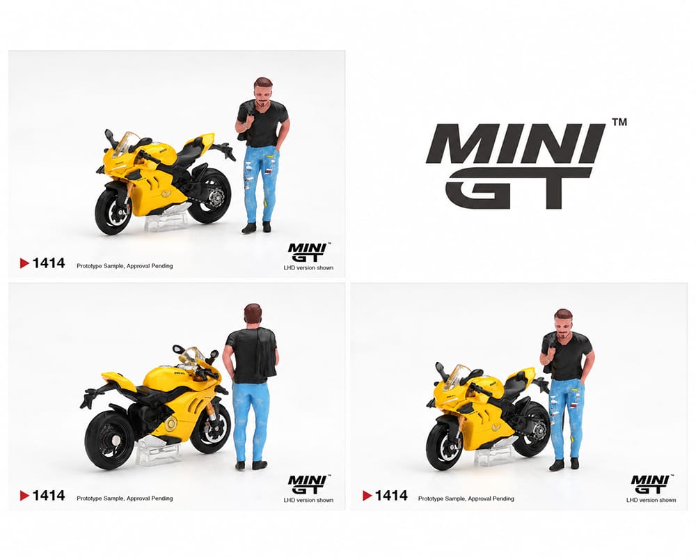 Ducati Panigale V4 S Yellow with Figure 1/64 | Mini GT MGT01414-L