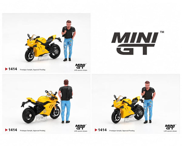 Ducati Panigale V4 S Yellow with Figure 1/64 | Mini GT MGT01414-L