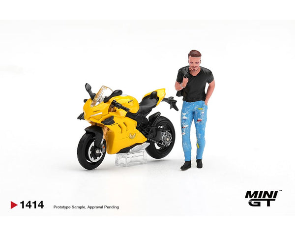Ducati Panigale V4 S Yellow with Figure 1/64 | Mini GT MGT01414-L