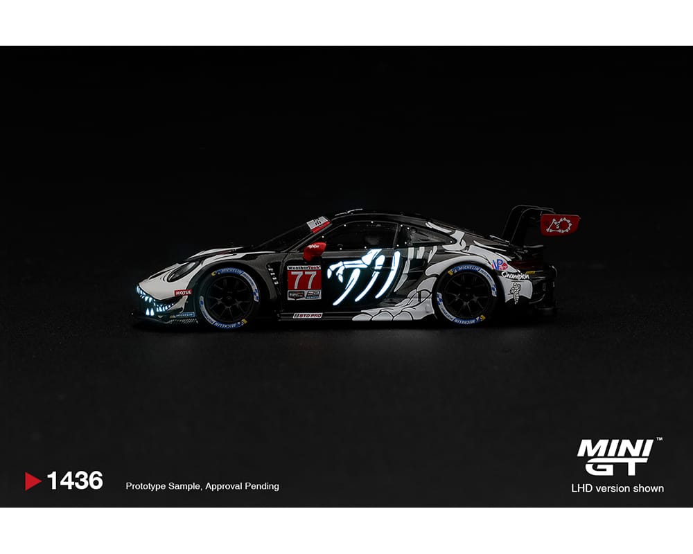 Mini GT Skeleton Rexy Porsche 911 GT3 R | Preorder MGT01436-BL