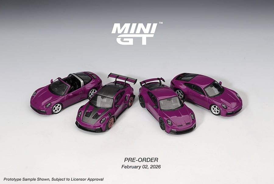 Porsche 911 992.1 Rubystone Red Set of 4 Special Edition Mini GT 1:64