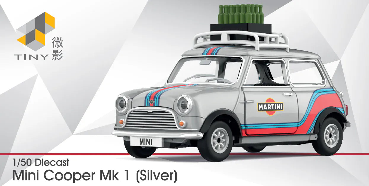 Mini Cooper Mk 1 Silver Martini Tiny 1:50 scale – Hanz Driven