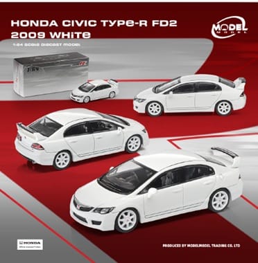 (PRE-ORDER) Honda Civic Type R FD2 2009 White Paper Box ModelModel 1/64 MM64-FD2-001A