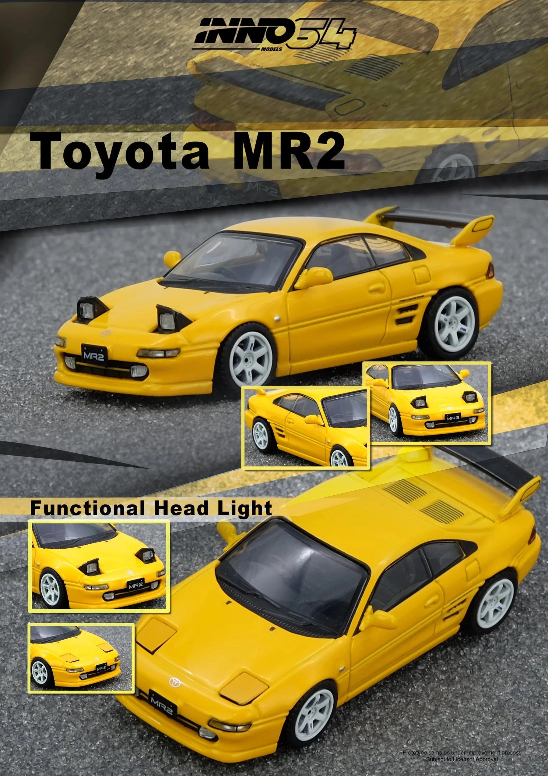 イーギー　イノモデル 1/64 トヨタ MR2 Pre-Order) Toyota MR2 SW20 Yellow 1/64 Scale Inno64 – Hanz Driven