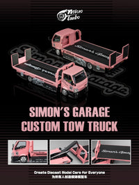 Simon's Garage Custom Hauler Flat Bed Tow Truck Pink  Micro Turbo 1/64 scale